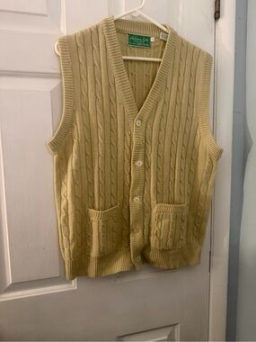 Vintage Anderson-Little Cable Knit Sweater Vest L Grandpa Cardigan